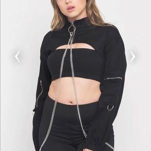 Chain crop top utility jacket